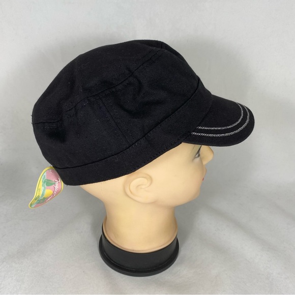 Tropical Trends Military Cadet Cap With Peace Logo And Decorative Rhinestone - Picture 3 of 5